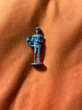 Vintage Pewter Roman Soldier Miniature Figurine with Round Shield